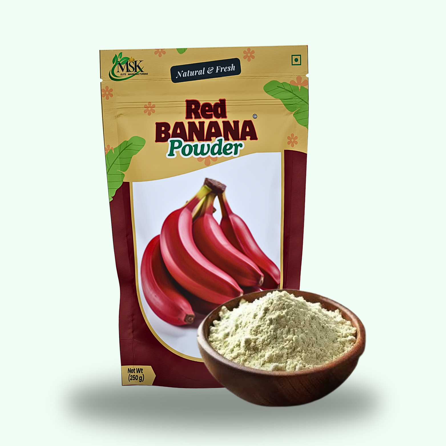 Dehydrated banana powder without peel